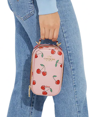 Coach Eva Phone Crossbody With Heart Cherry Print