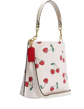 Coach Mollie Bucket 22 With Heart Cherry Print