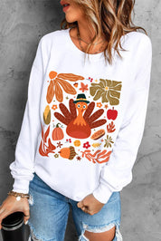 Graphic Round Neck Long Sleeve Sweatshirt