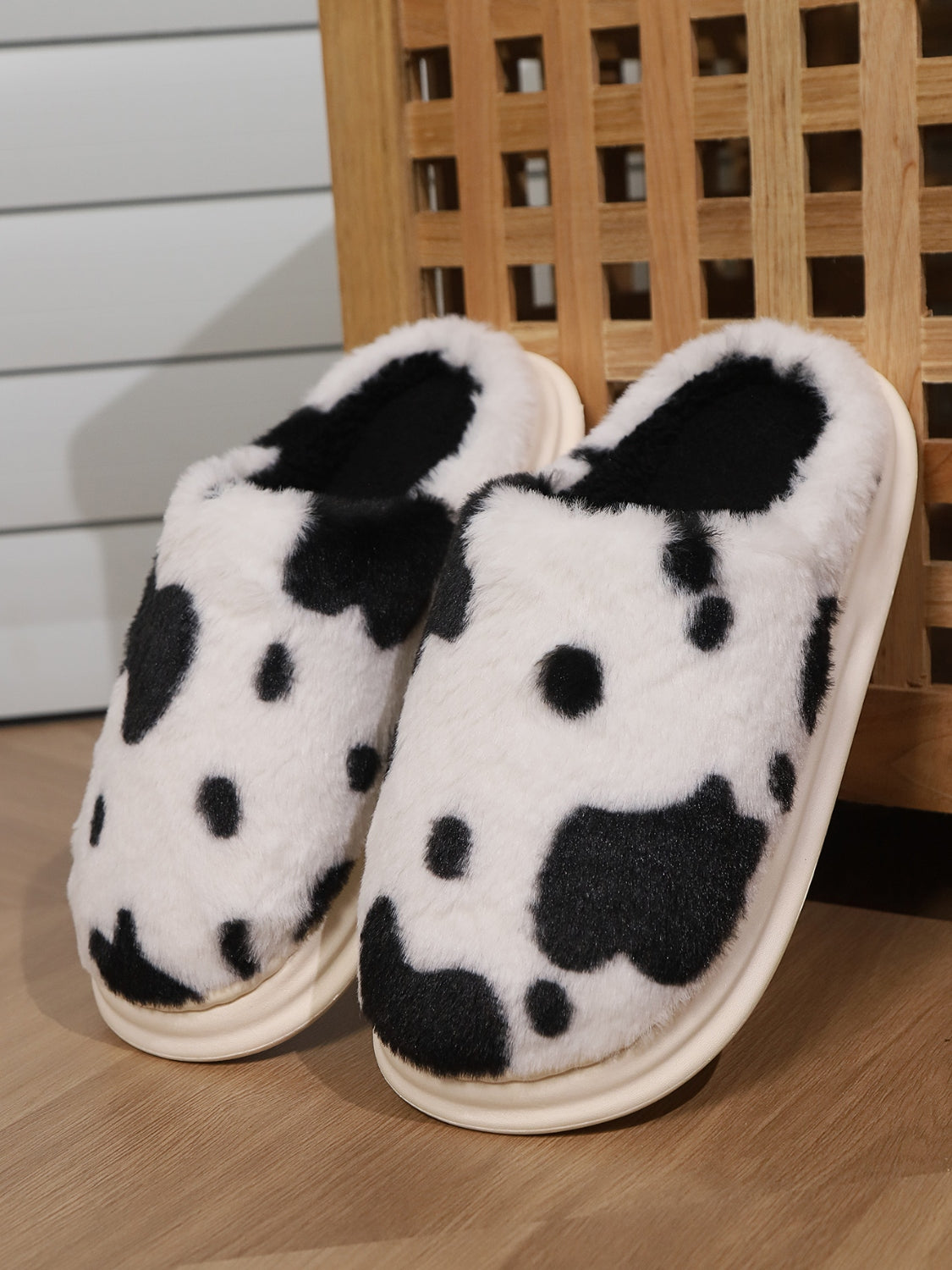 Animal Print Faux Fur Slippers