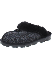 Womens Leather Fur Lined Slide Slippers