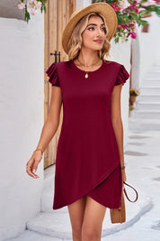 Flutter Sleeve Tulip Hem Dress