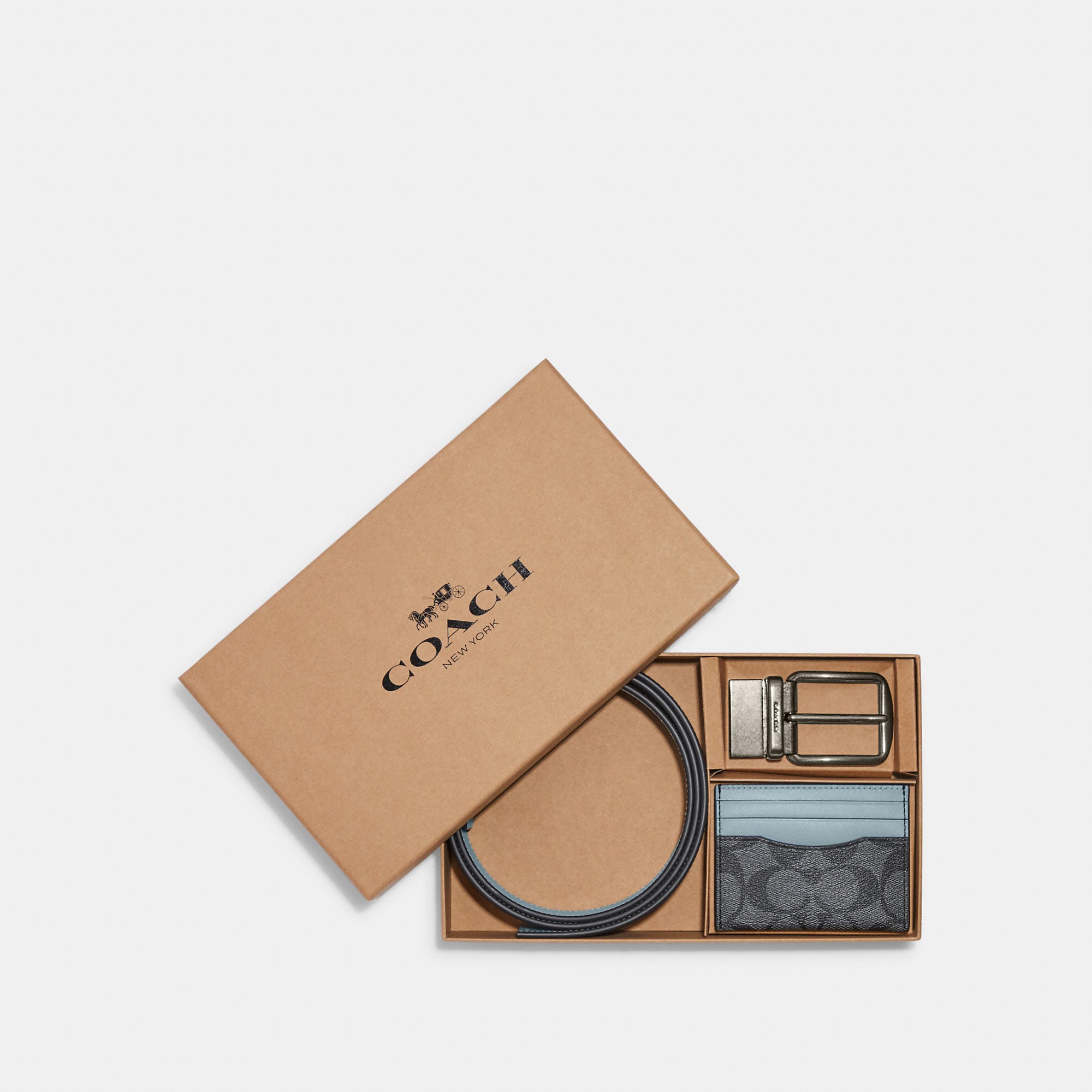 Coach Outlet Boxed Card Case And Belt Gift Set In Colorblock Signature Canvas