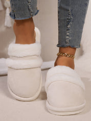 Contrast Faux Fur Round Toe Slippers