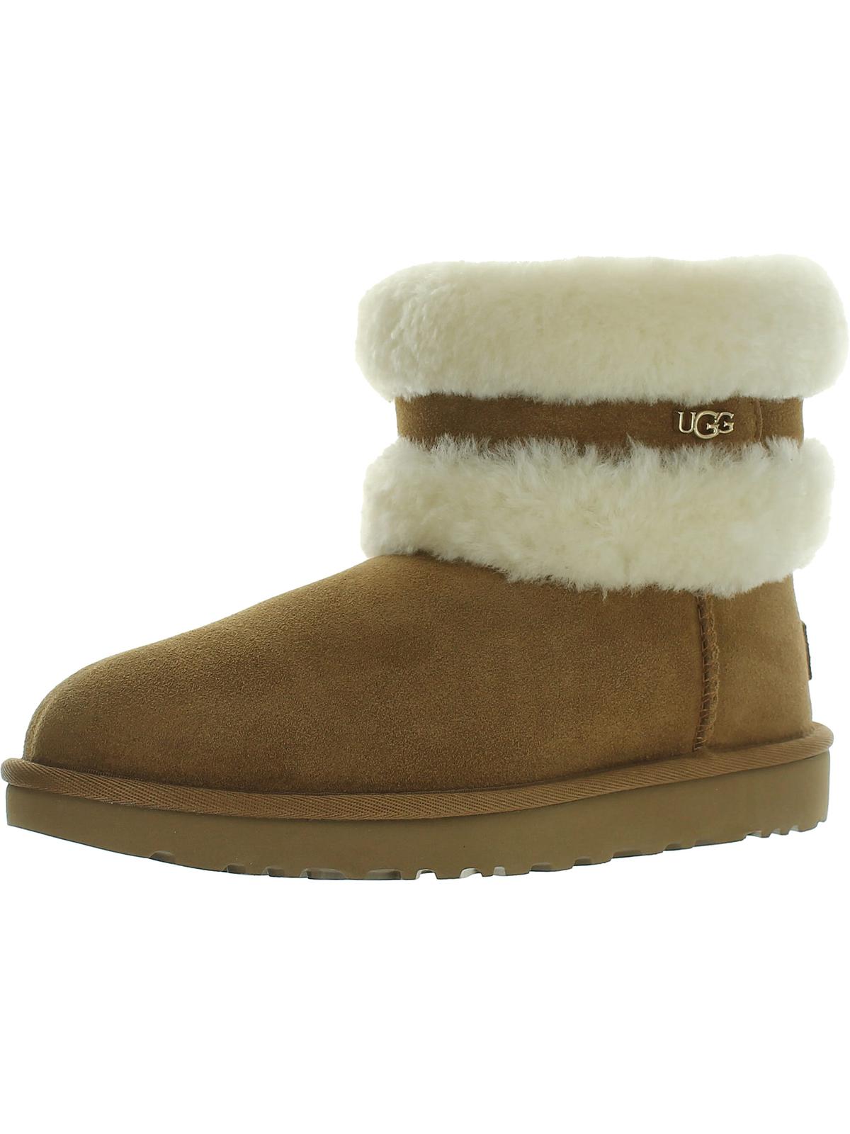 Womens Suede Faux Fur Lined Ankle Boots