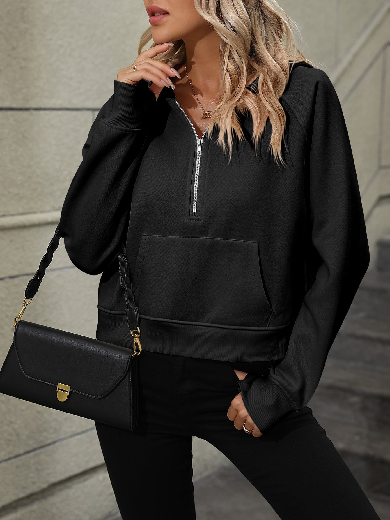 Mandy Raglan Sleeve Zip-Up Hoodie with Pocket