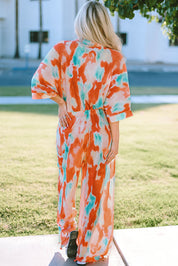 Tie-Dye Collared Wide Leg Jumpsuit