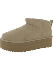 Classic Ultra Mini Platform Womens Suede Sherpa Ankle Boots