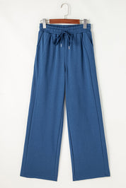 Drawstring Elastic Waist Straight Leg Pants