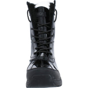 Womens Patent Leather Sheepskin Combat & Lace-Up Boots