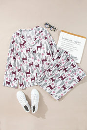 Printed Long Sleeve Top and Drawstring Pants Lounge Set