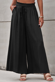 Drawstring Waist Wide Leg Pants