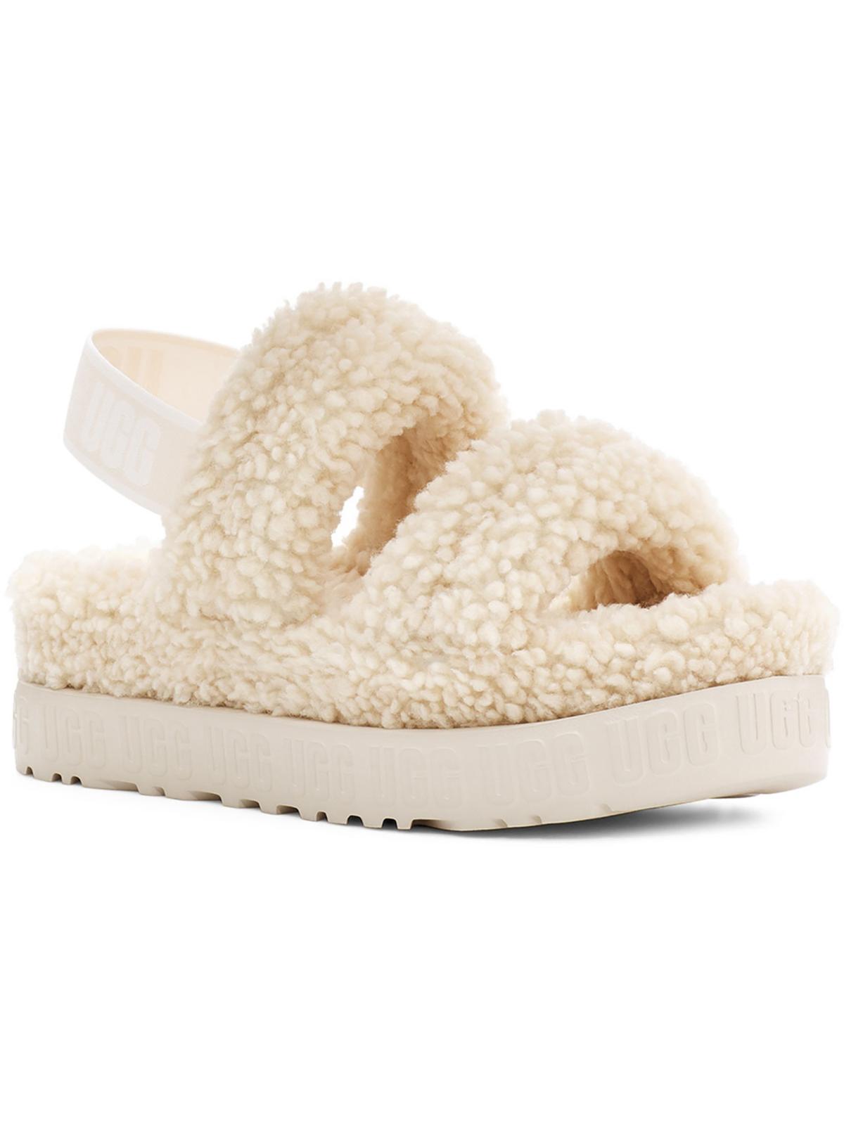 Oh Fluffita Womens Sheepskin Flatform Slingbacks