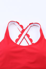 Crisscross Scoop Neck Swim Top