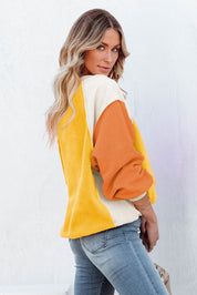 Color Block Round Neck Long Sleeve Sweatshirt