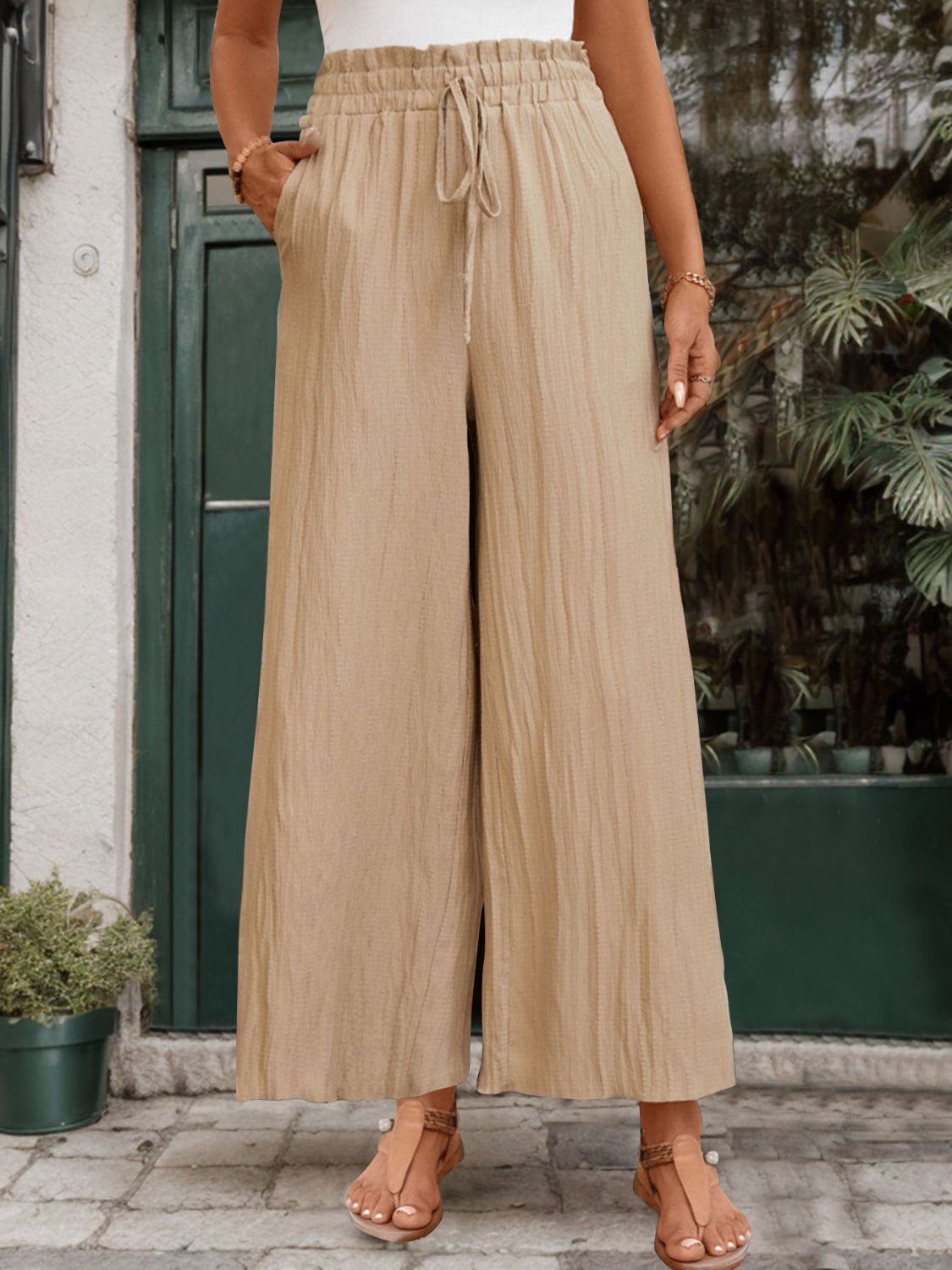 Perfee Frill Wide Leg Pants