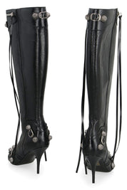 Balenciaga Cagole Leather Pointy-Toe Boots