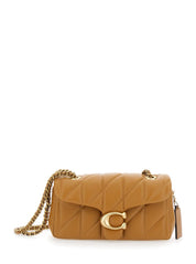 'Tabby 20' Brown Quilted Crossbody Bag With Chain-Link Leather Shoulder Straps And Logo Plaque On The Front In Leather Woman