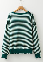 LUCKY Striped Round Neck Long Sleeve Sweatshirt