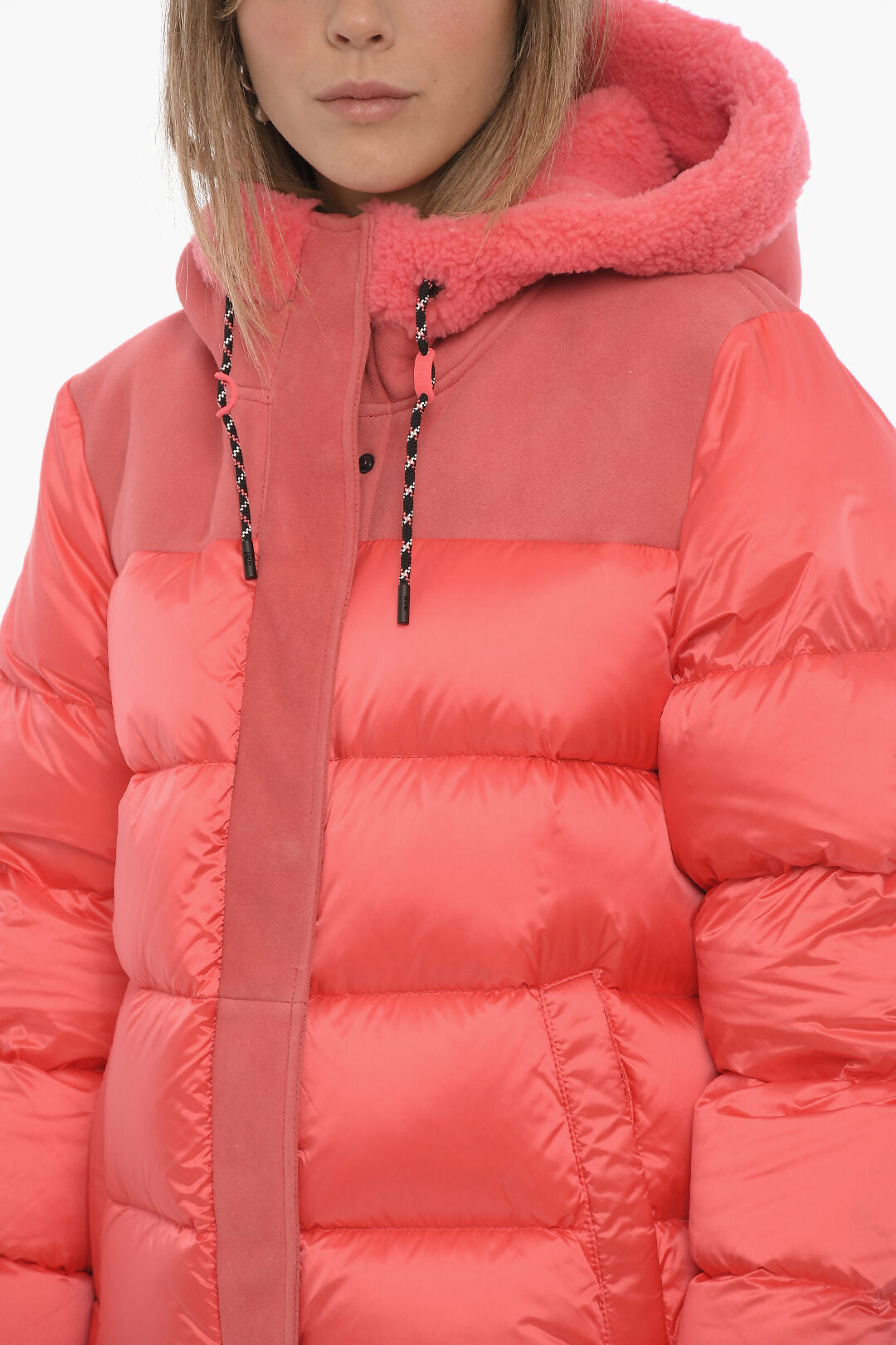 UGG Nylon SHASTA Down Jacket with Real Fur Details