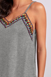 FAM-FAM Geometric V-Neck Spaghetti Strap Cami