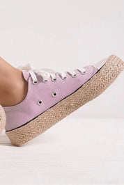 Beast Fashion Lace Up Woven Espadrille Sole Sneakers