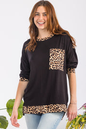 Celeste Full Size Leopard Round Neck Dropped Shoulder T-Shirt