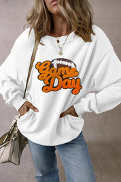 GAME DAY Football Round Neck Long Sleeve Sweatshirt