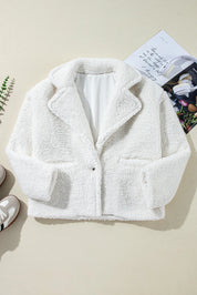 Fuzzy One Button Long Sleeve Jacket