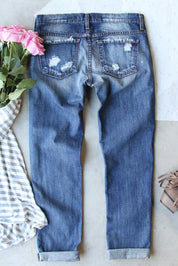 Pumpkin Distressed Straight Jeans