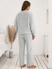 Ivy Lane Teddy Long Sleeve Top and Pants Lounge Set