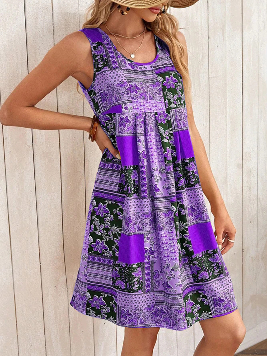 Printed Sleeveless Mini Dress