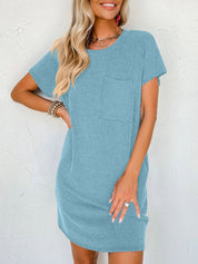 Lovelet Round Neck Short Sleeve Mini Dress