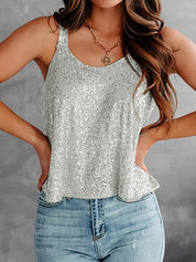 Sequin Scoop Neck Tank