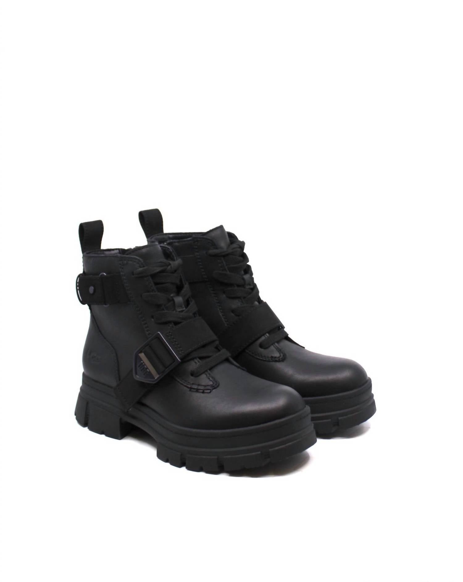 Ashton Lace Up Boots In Black