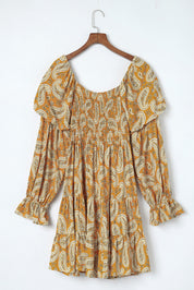 Paisley Flounce Sleeve Dress