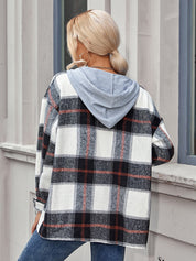 Plaid Hooded Jacket with Pockets