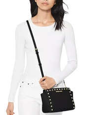 Michael Michael Kors Selma Medium Studded Saffiano Messenger