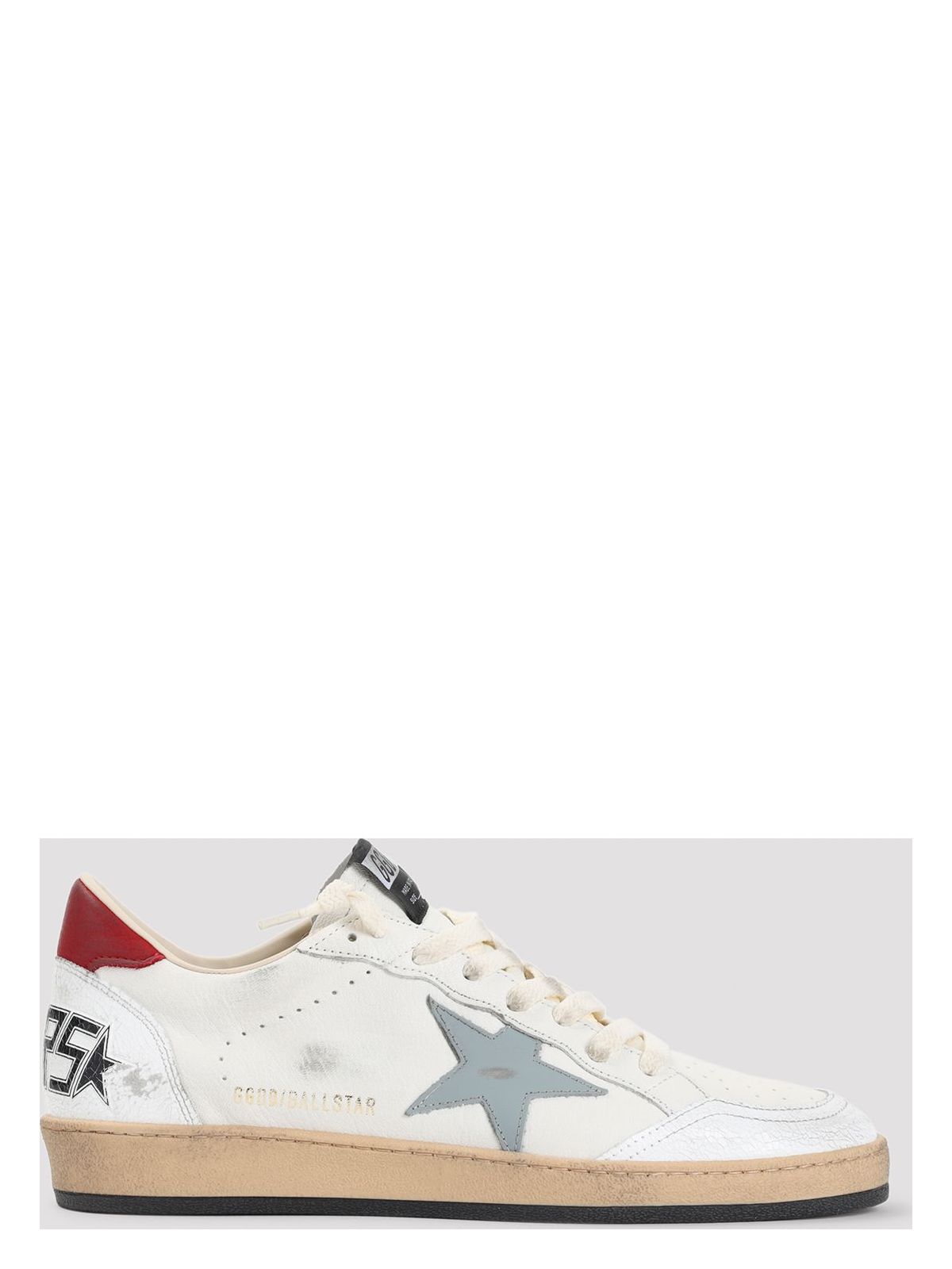 BALL STAR SNEAKERS IN NAPPA LEATHER WITH GRAY LEATHER STAR AND RED LEATHER HEEL TAB