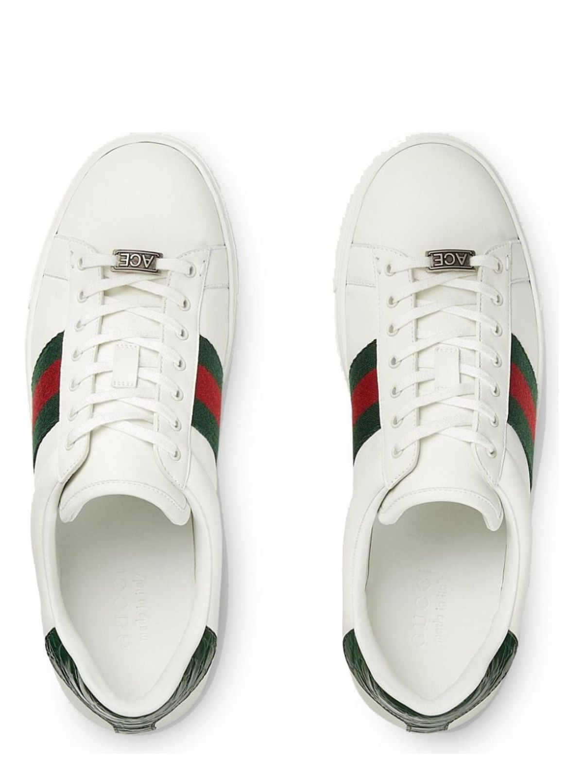 ACE WHITE/GREEN LEATHER LOW TRAINER