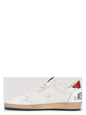 BALL STAR SNEAKERS IN NAPPA LEATHER WITH GRAY LEATHER STAR AND RED LEATHER HEEL TAB