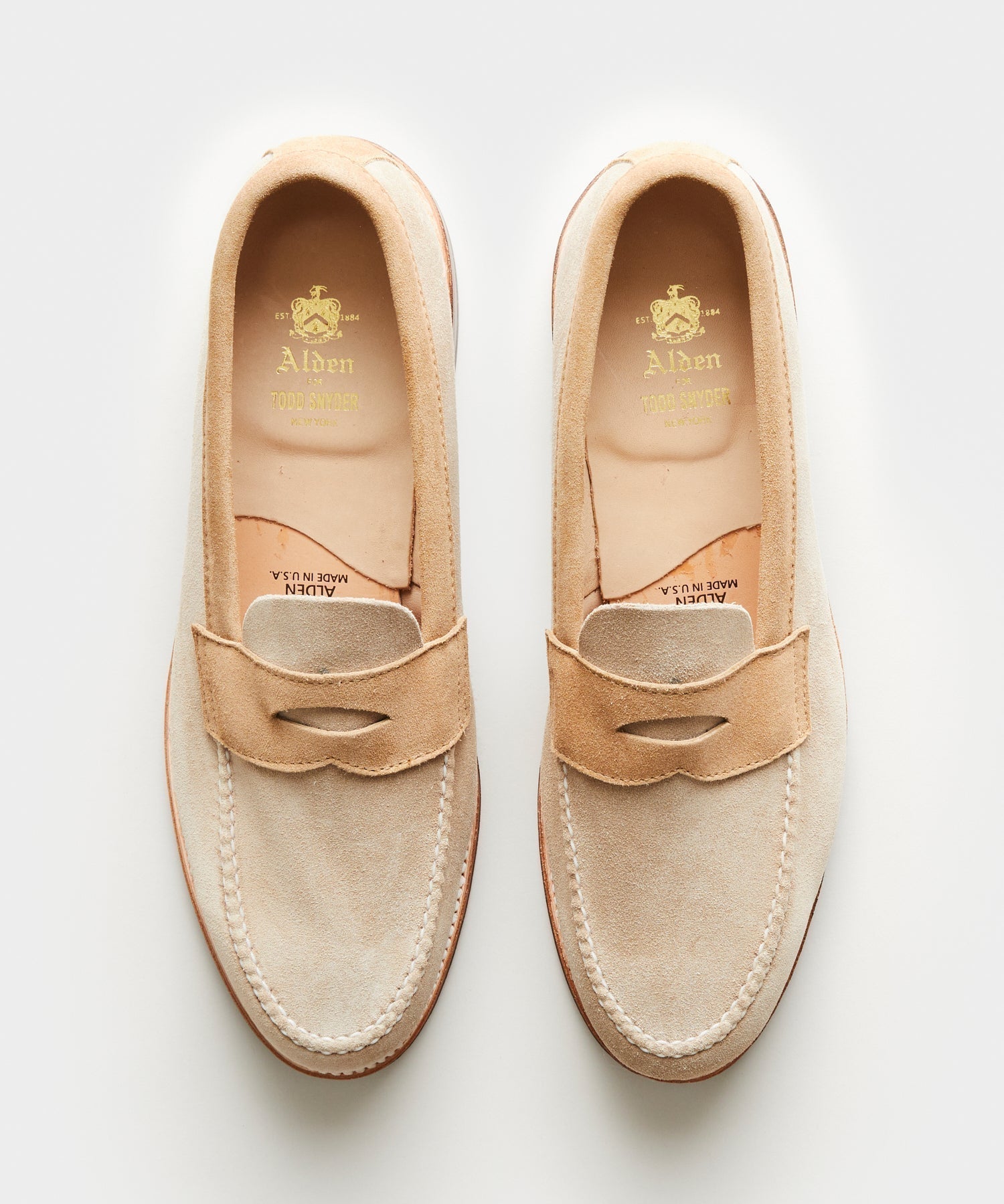 Todd Snyder x Alden Two-Tone Penny Loafer in Milkshake