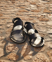 Tuscan Leather Double Strap Sandal in Black