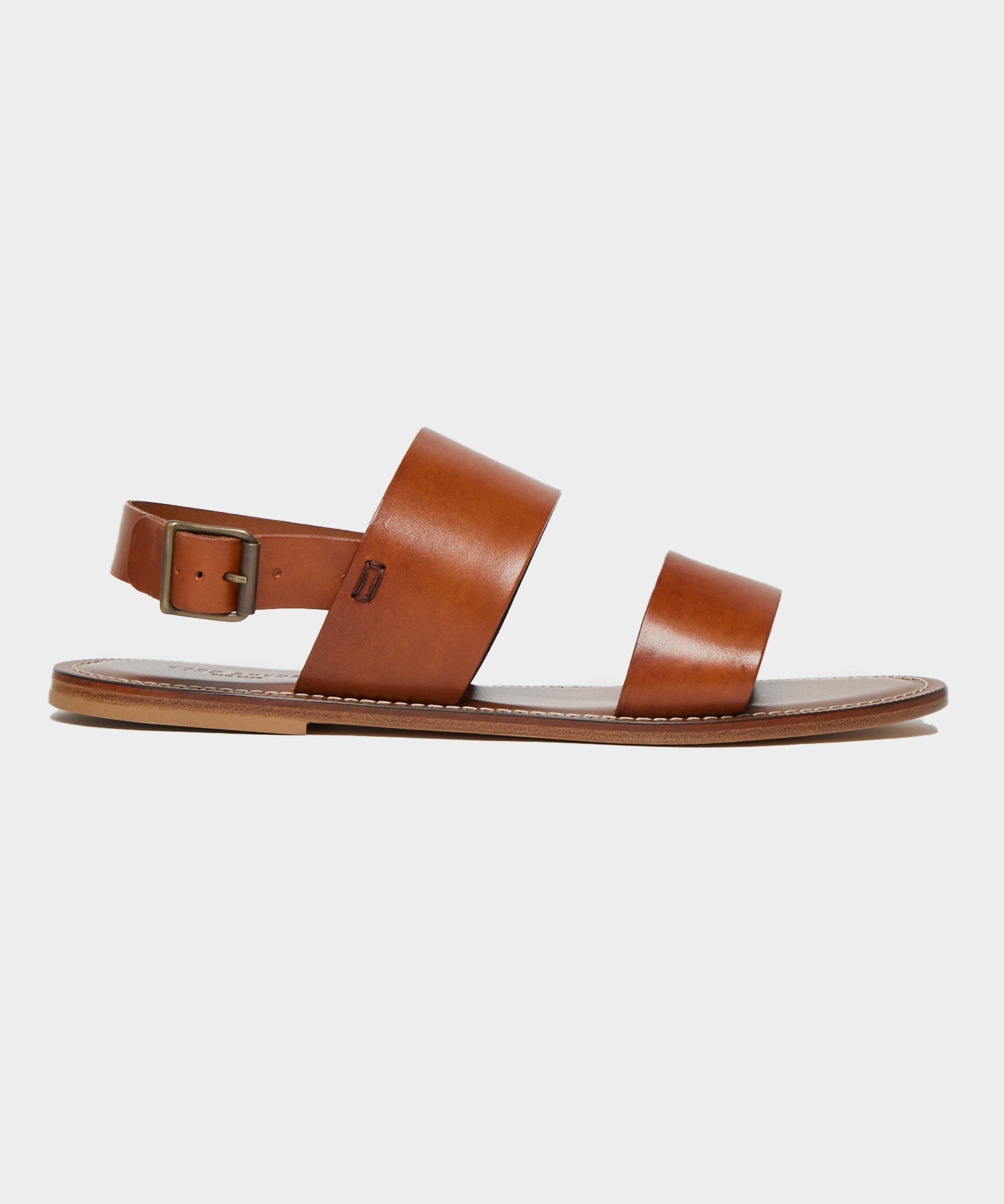 Tuscan Leather Double Strap Sandal in Warm Cognac