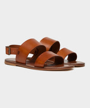 Tuscan Leather Double Strap Sandal in Warm Cognac