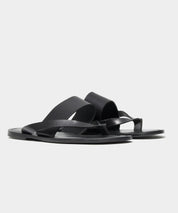 Tuscan Leather Thong Cross Sandal in Black