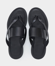 Tuscan Leather Thong Cross Sandal in Black