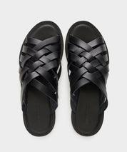 Tuscan Leather Woven Sandal in Black