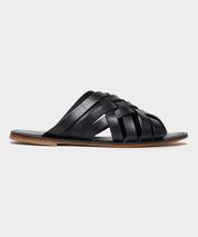 Tuscan Leather Woven Sandal in Black